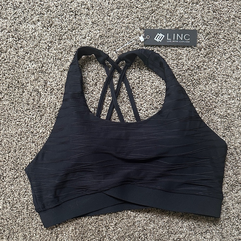 INC International Concepts Textured Black Sports Bra